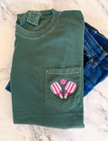 Embroidered Pocket T-Shirt - Pickleball Bow, Women's Tee