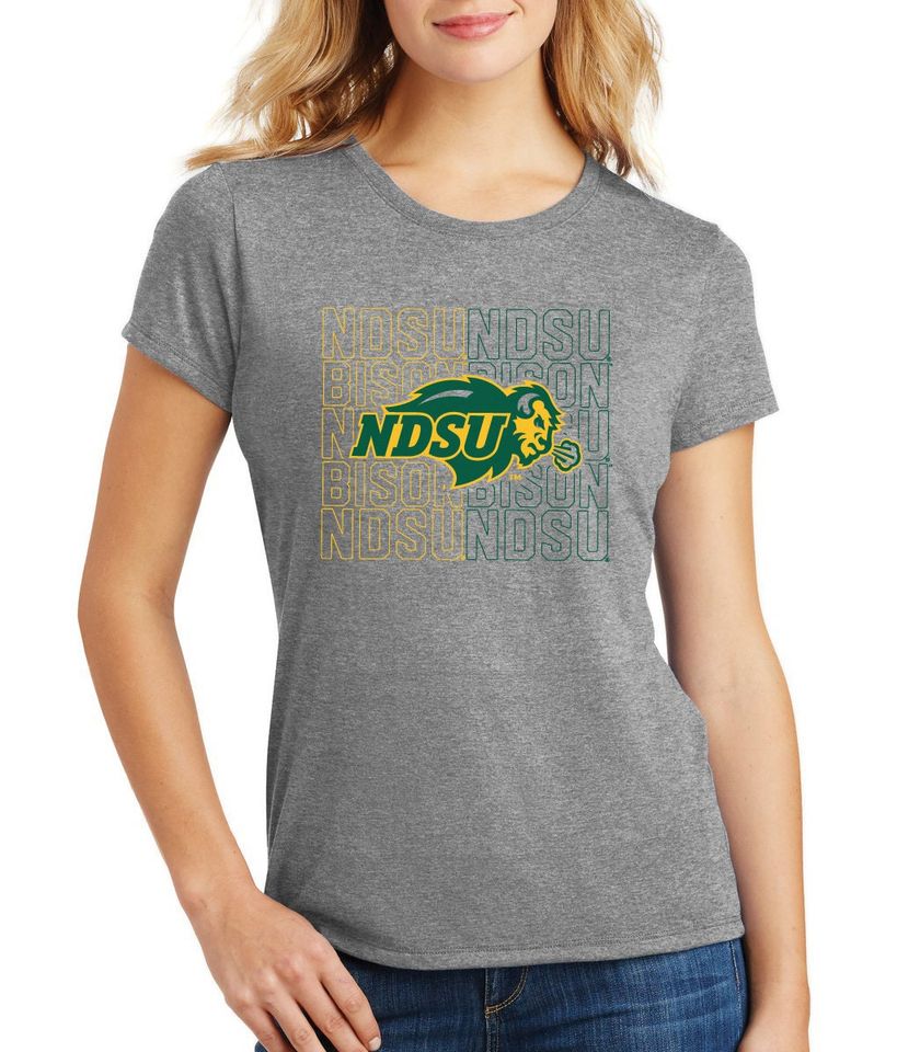 NDSU Womens Shirt | North Dakota State Shirt | NDSU Tshirt Premium Tri-Blend | Women's Boutique Tshirt | NDSU Logo Overlay Shirt Plus Sizes