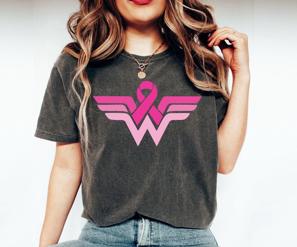 Cancer Ribbon Wonder Women Shirt, Comfort Colors Breast Cancer Awareness Shirt, Pink Ribbon Shirt, Cancer Warrior Shirt, Strong Women Shirt