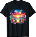 Tropical Island Beach Wave Sunset Scene
