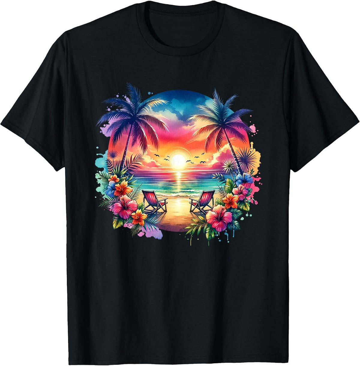 Tropical Island Beach Wave Sunset Scene