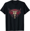Floral Western Skull Art Cow Roses Boho Style