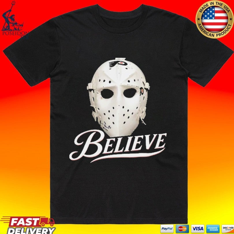 Bernie Parent Ice Hockey Mask Believe T-shirt