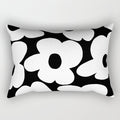 White Retro Flowers Black Background #decor #society6 #buyart Rectangular Pillow Gallery Image 2