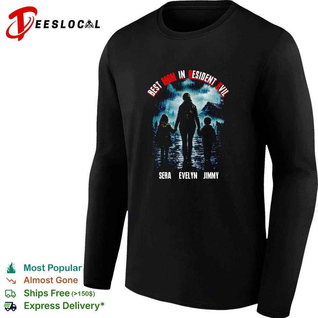 mom in Resident Evil family silhouette walking in the rain poster shirt