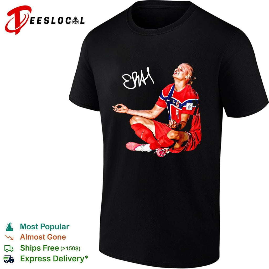 Erling Haaland Norway number 9 meditation celebration signature poster shirt