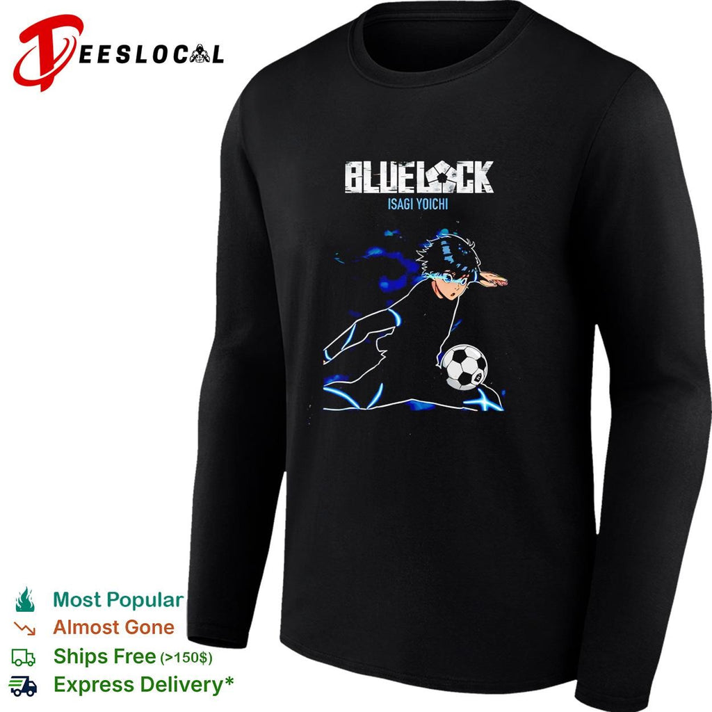 Blue Lock Isagi Yoichi silhouette kicking soccer ball illustration poster shirt