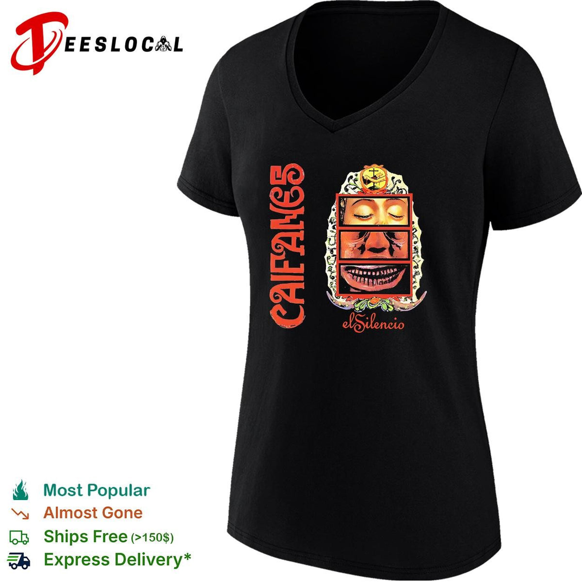 Caifanes el Silencio closed eyes mask illustration ornate frame poster shirt