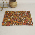 70s retro ditzy flowers, boho, browns, orange, hippie Rug Gallery Image 1