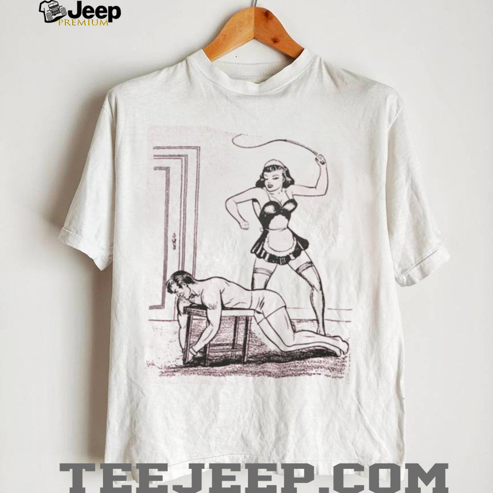 Vintage Comic Style Pin Up Maid Dominatrix Pink Graphic T shirt