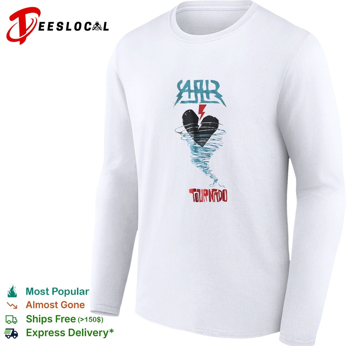 AAR Tournado Heart Lightning Bolt Logo Music Band shirt