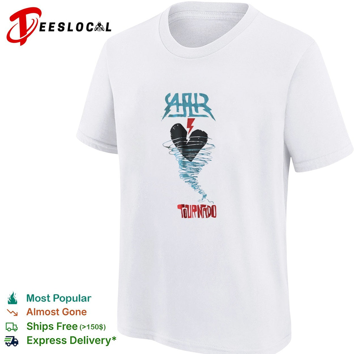 AAR Tournado Heart Lightning Bolt Logo Music Band shirt