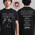 ACDC PWR Up Australia 2025 Angus Young And Brian Johnson Photo PWR UP Tour With Dates Back Two Sided T-Shirt
