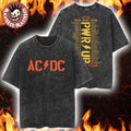 ACDC PWR Up World Tour Merch 2024 2025 2026 Logo With Dates Back Mineral Wash Tee