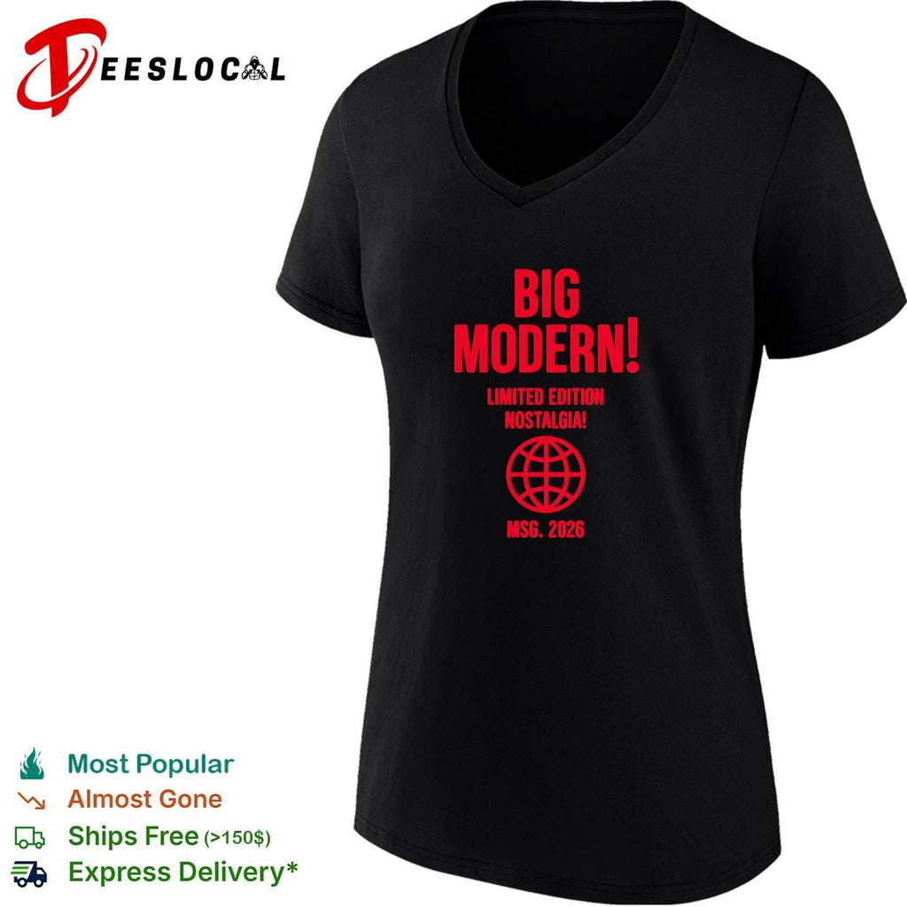 Big modern limited edition nostalgia globe icon MSG 2026 bold red text shirt