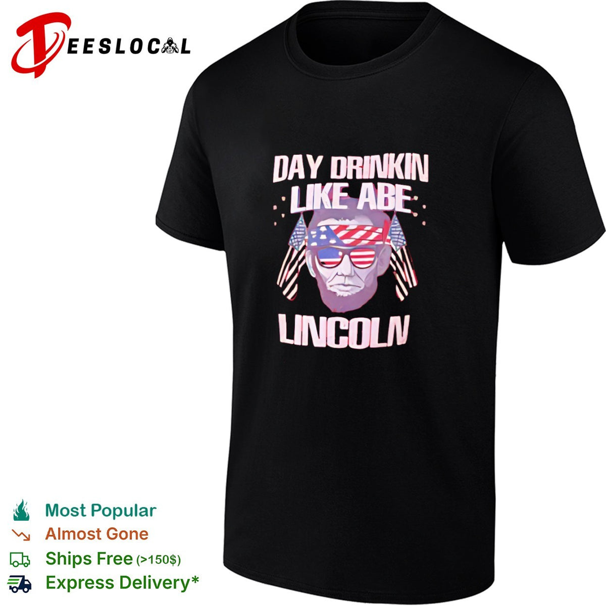 Abraham Lincoln Day Drinkin Like Abe Lincoln American Flag USA shirt