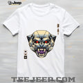 Abstract Panther Geometric Cyberpunk Neon Graphic T Shirt
