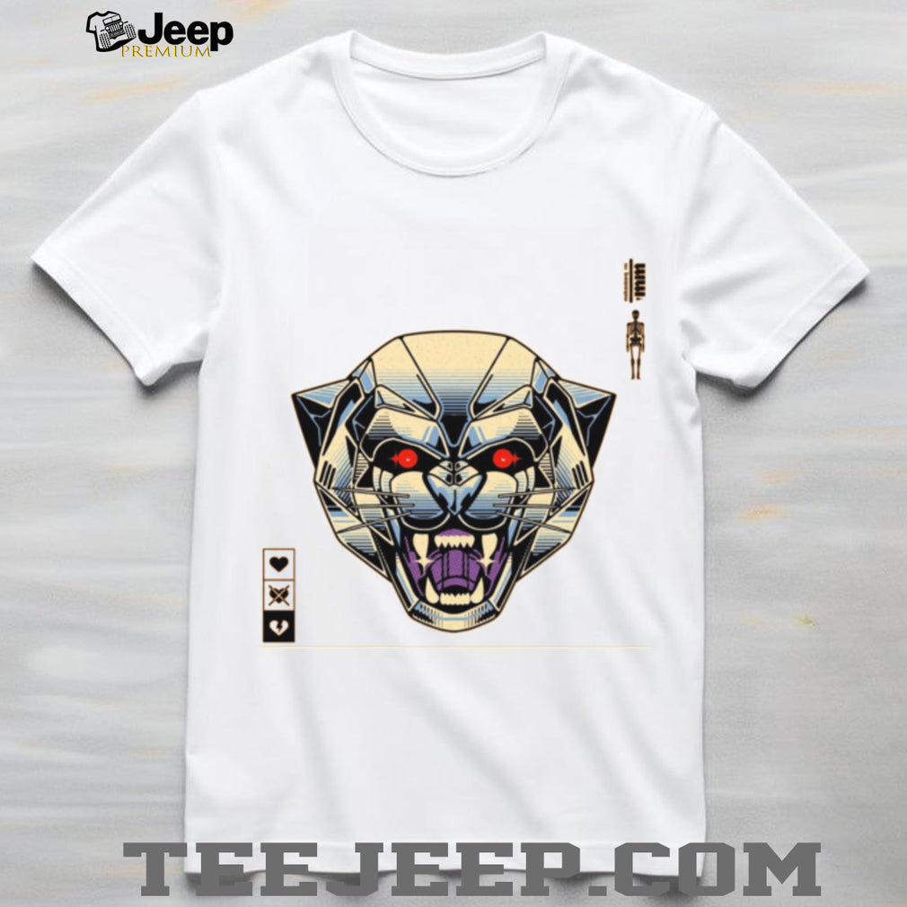 Abstract Panther Geometric Cyberpunk Neon Graphic T Shirt