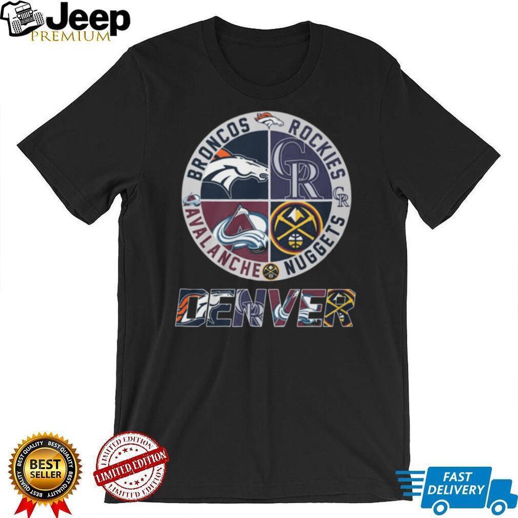 Denver Sports City Of Champions Broncos Rockies Avalanche Nuggets Logo T Shirt