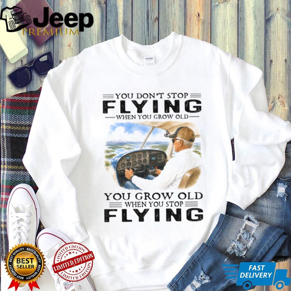 Airplane Pilot Cockpit Aviation Travel Retro Style Eldery Men Aviation Shirt