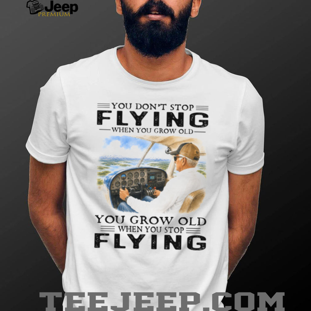 Airplane Pilot Cockpit Aviation Travel Retro Style Eldery Men Aviation Shirt