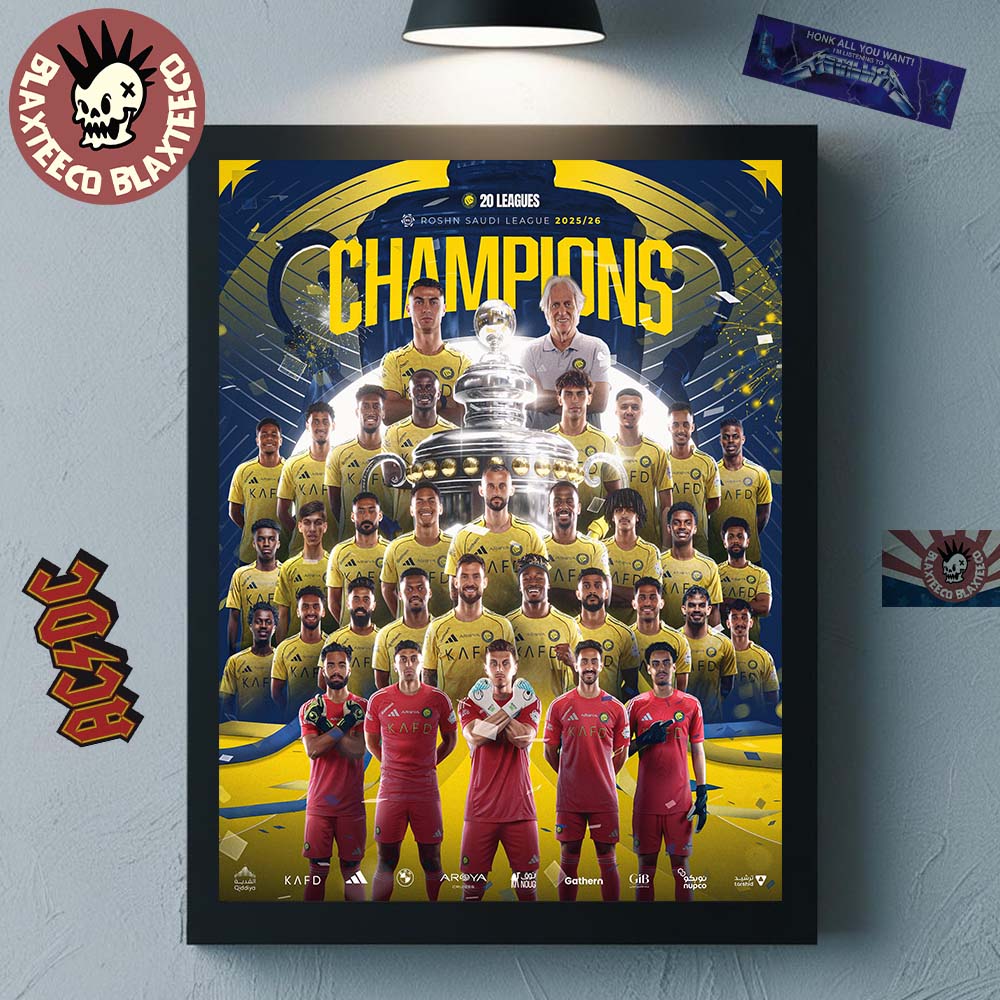 Al Nassr 2026 Roshn Saudi League Champions 20 Leagues Home Decor Poster Canvas