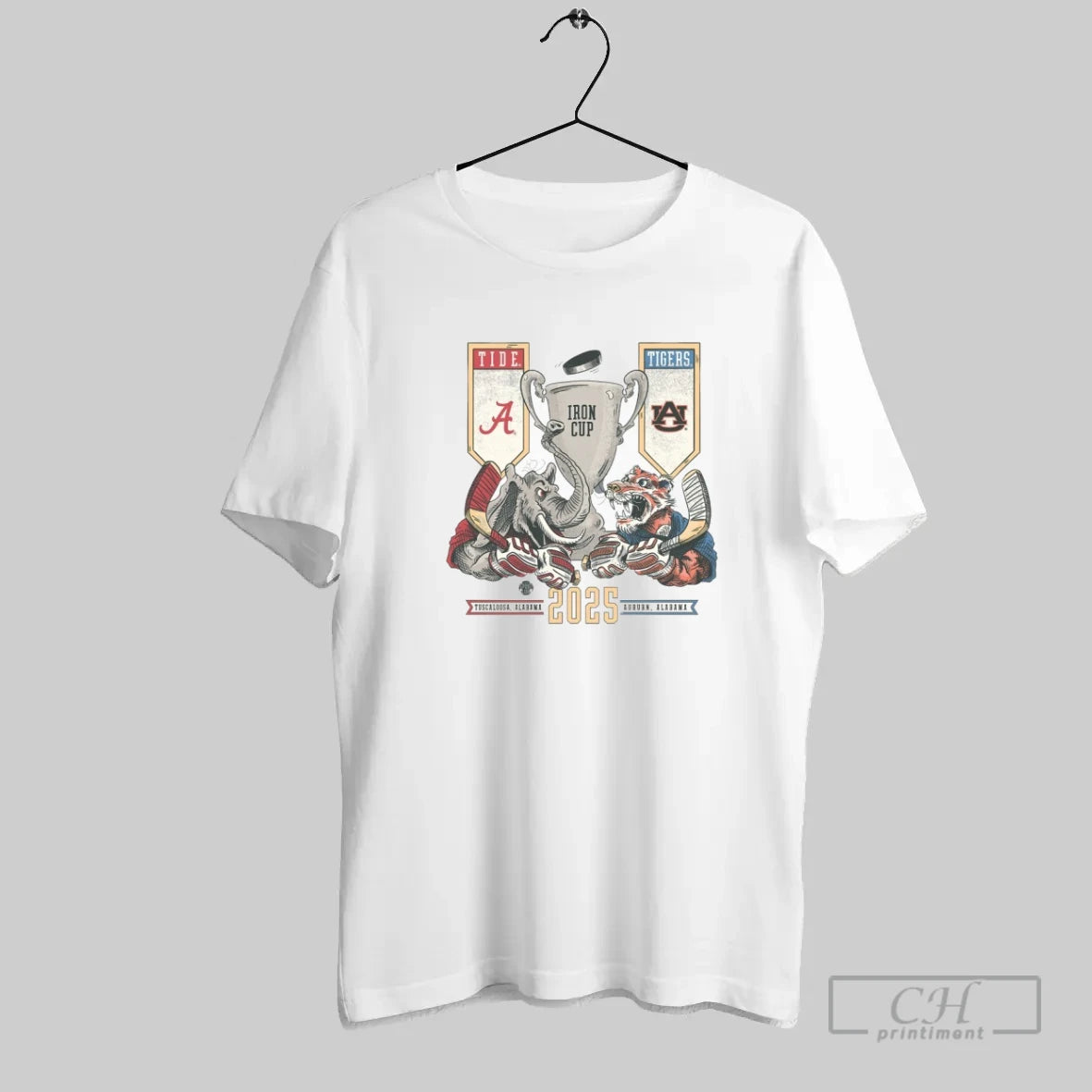 Alabama Crimson Tide Vs Auburn Tigers Hockey 2025 Iron Cup T Shirt