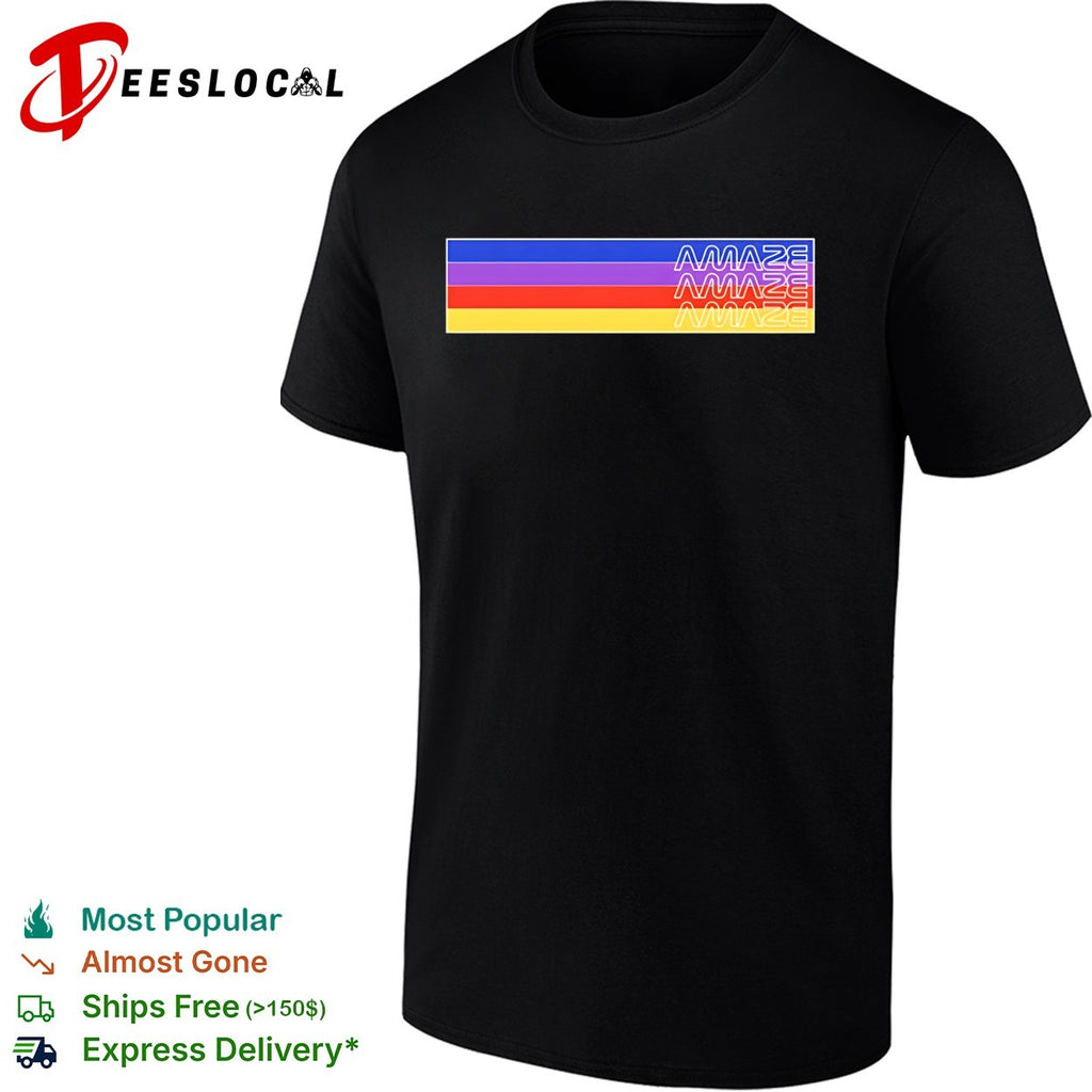 Amaze retro neon stripes rainbow bold graphic shirt