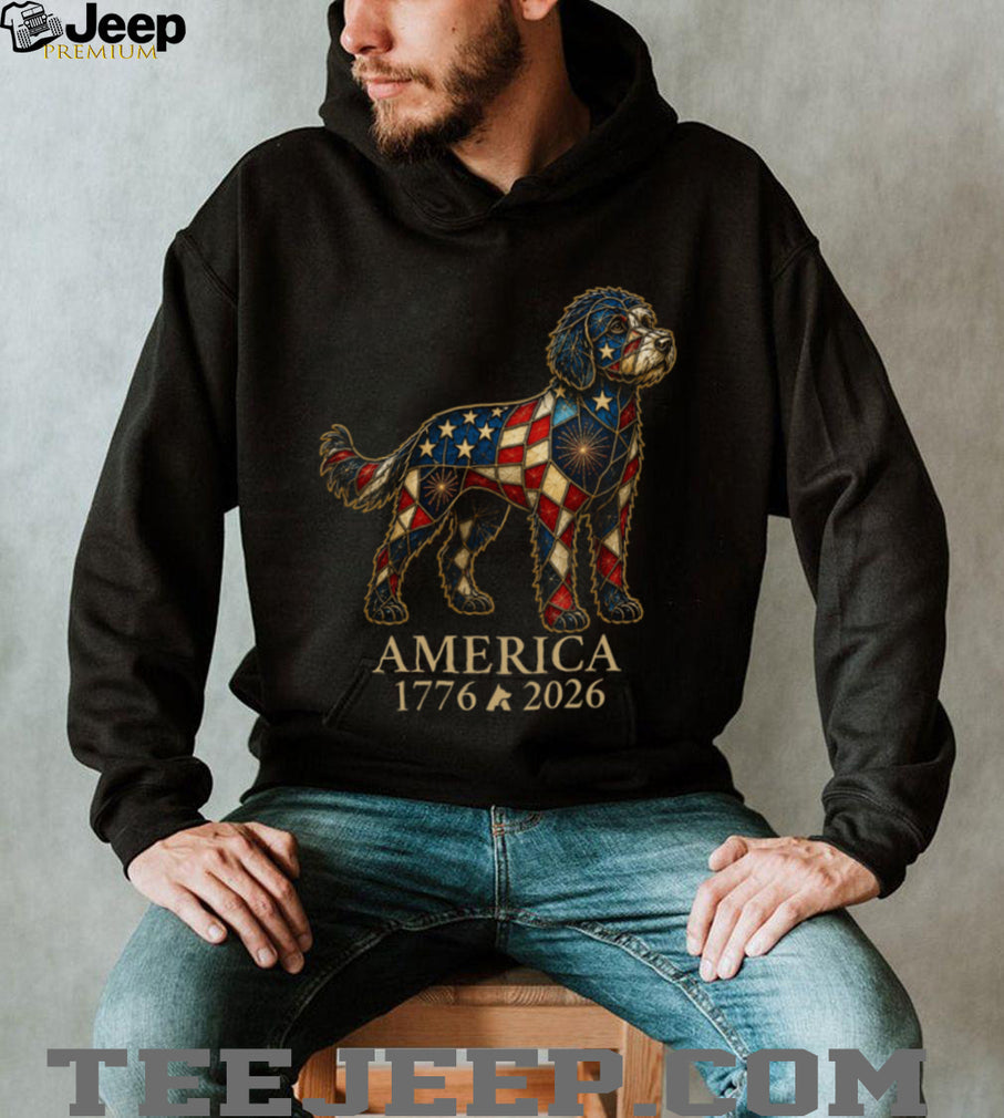 America 1776 2026 Patriotic Stained Glass Labradoodle Shirt