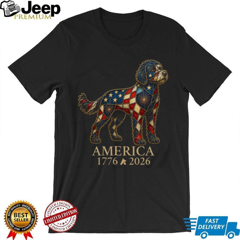 America 1776 2026 Patriotic Stained Glass Labradoodle Shirt