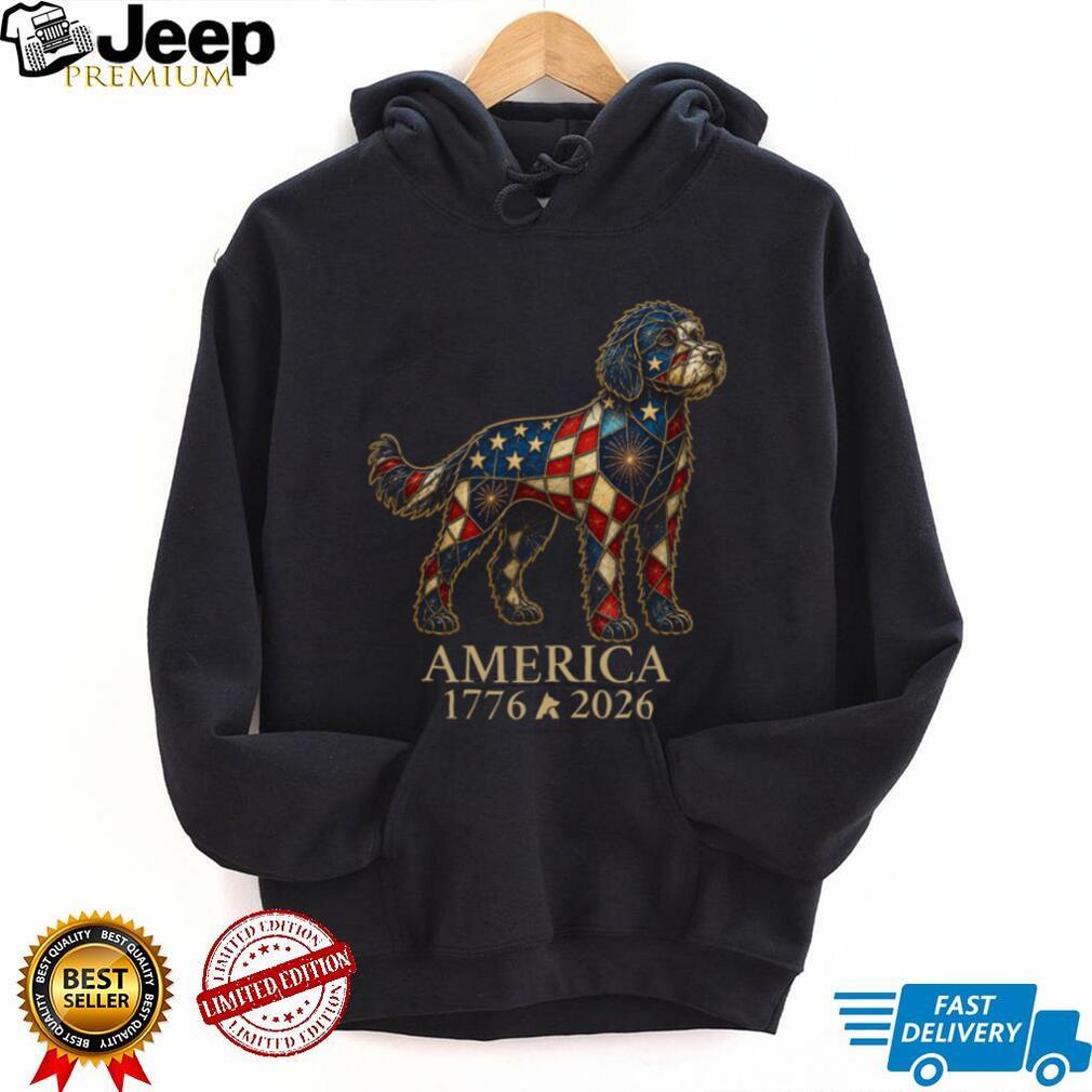 America 1776 2026 Patriotic Stained Glass Labradoodle Shirt