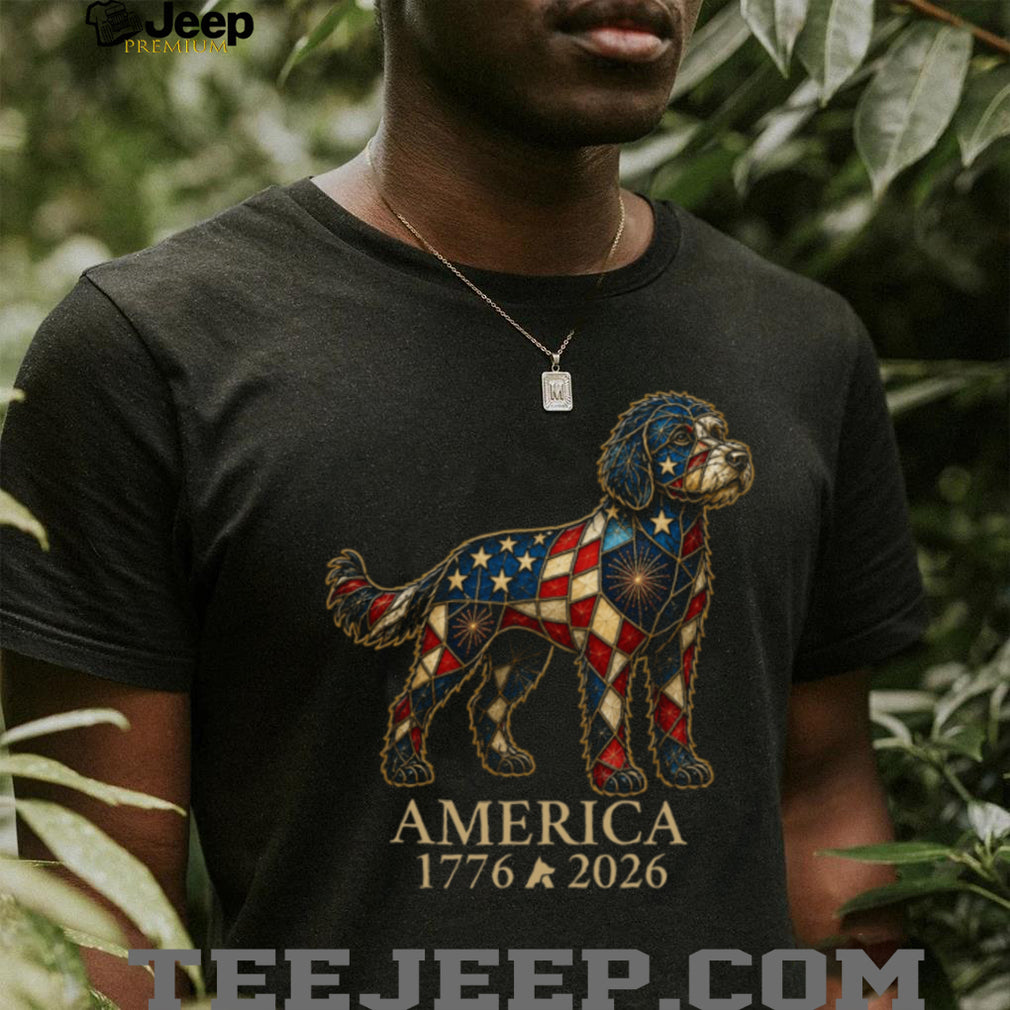 America 1776 2026 Patriotic Stained Glass Labradoodle Shirt