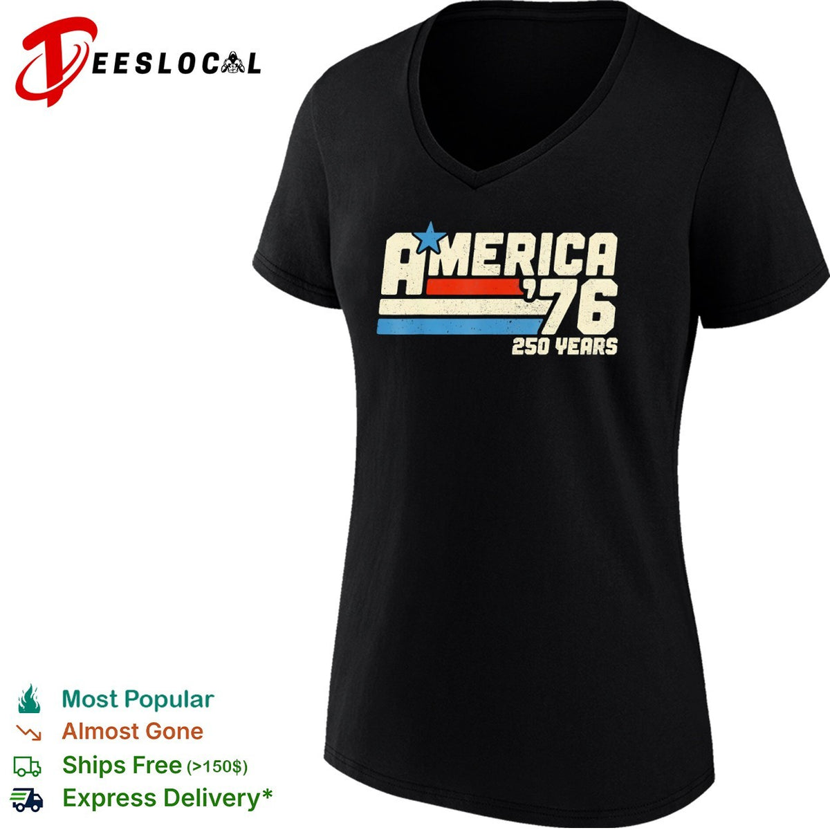 America 1976 250 years patriotic flag stripes and star shirt