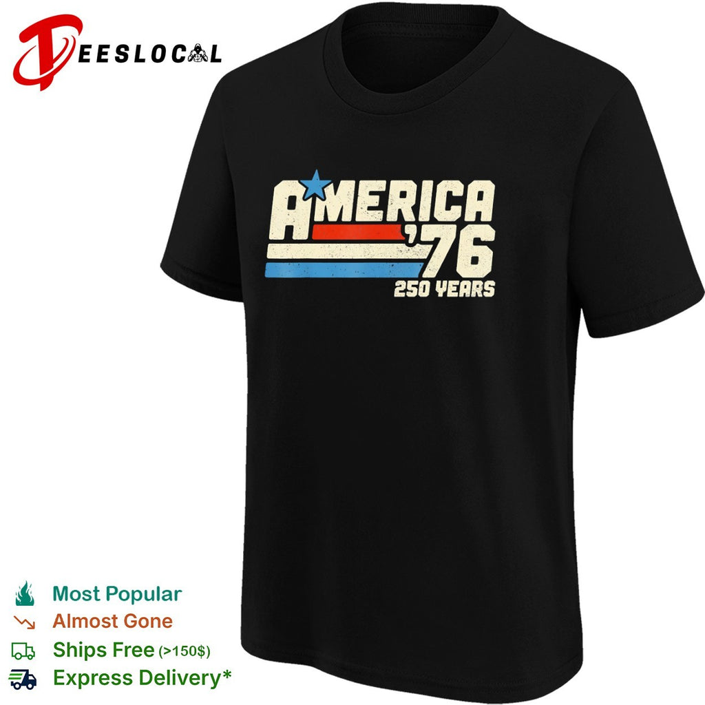 America 1976 250 years patriotic flag stripes and star shirt