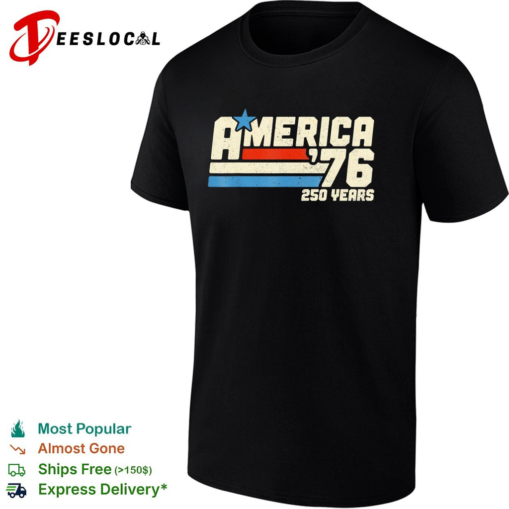America 1976 250 years patriotic flag stripes and star shirt
