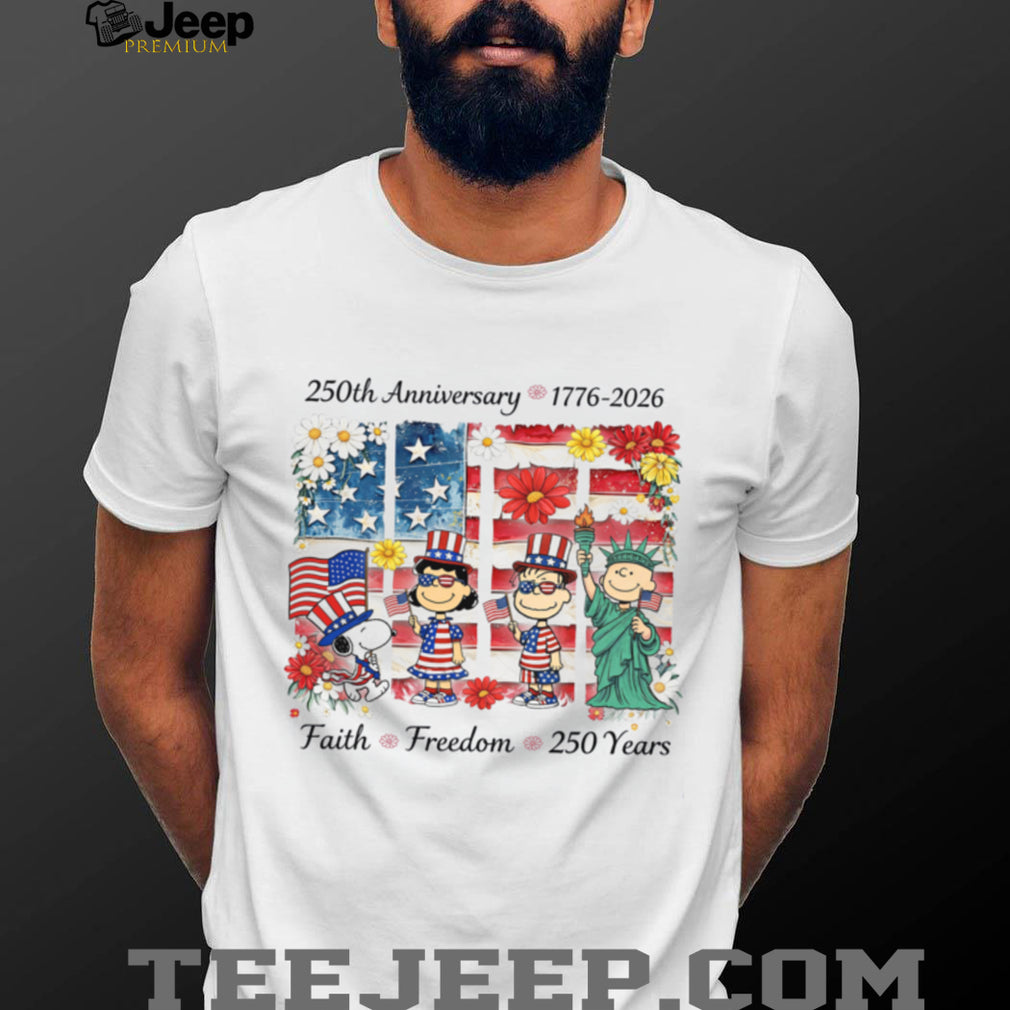 America 250 Faith Freedom Anniversary Peanuts Floral Shirt