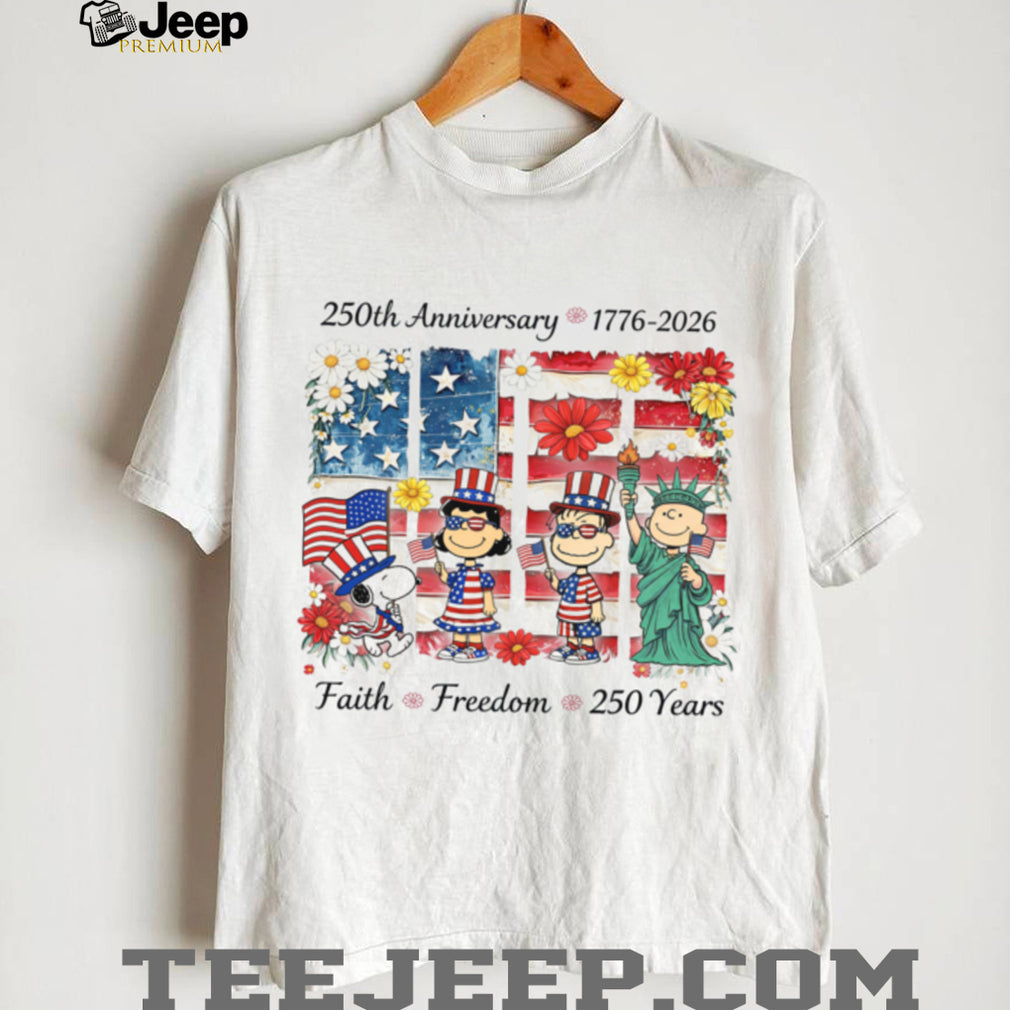 America 250 Faith Freedom Anniversary Peanuts Floral Shirt