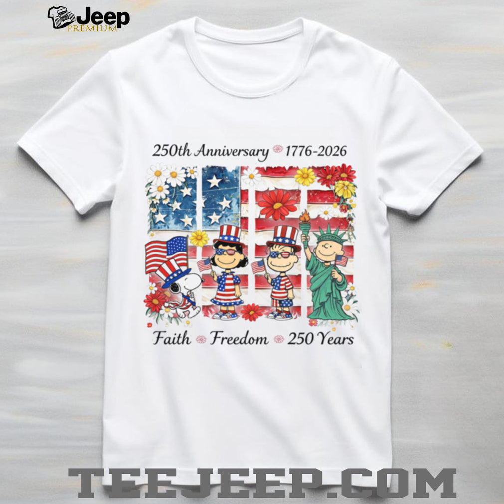 America 250 Faith Freedom Anniversary Peanuts Floral Shirt