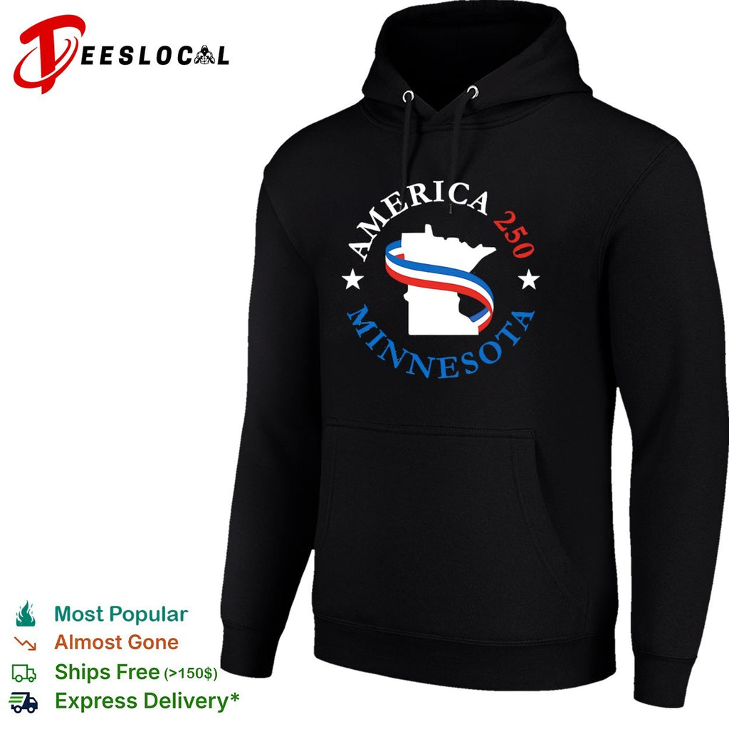 America 250 Minnesota State Outline Patriotic Ribbon shirt