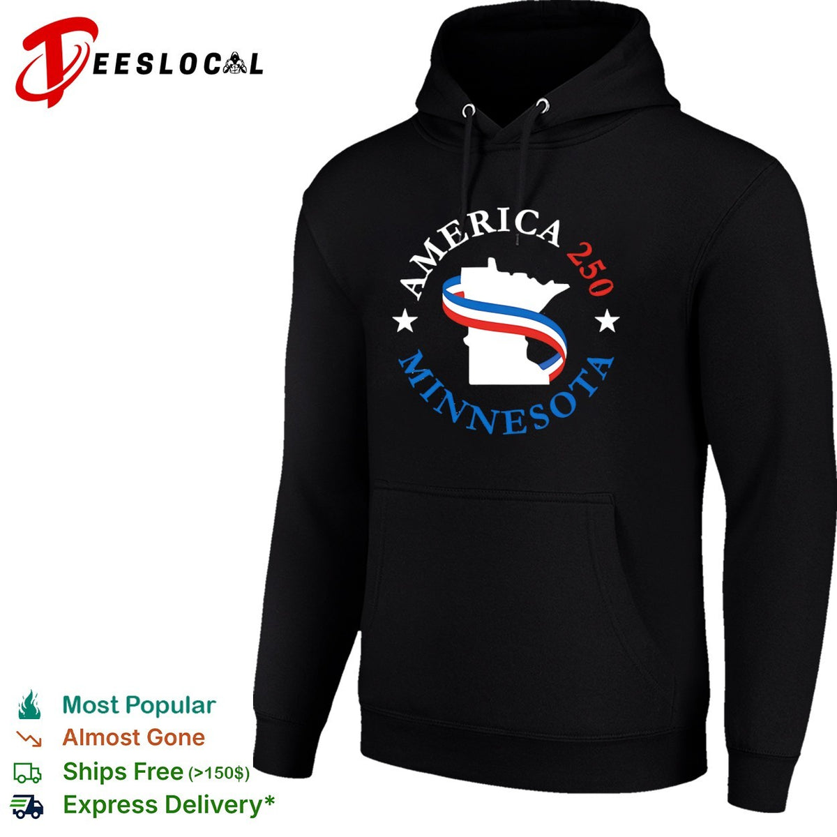 America 250 Minnesota State Outline Patriotic Ribbon shirt