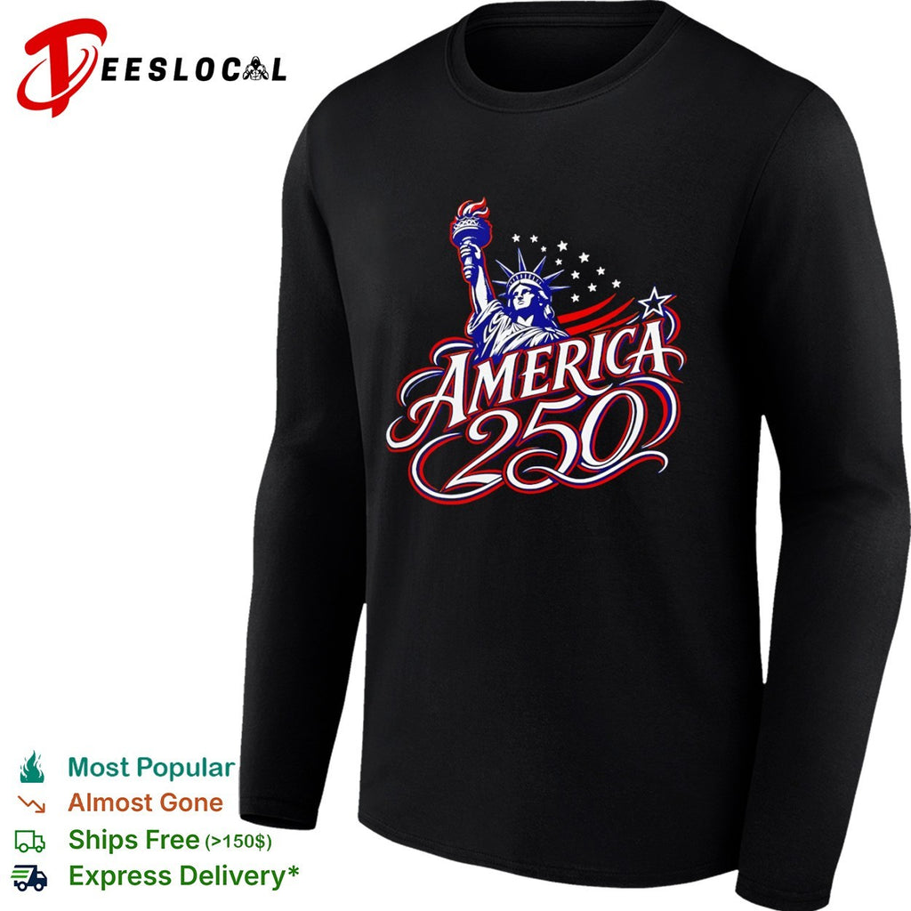 America 250 Statue of Liberty Torch Stars Stripes Red White and Blue Patriot shirt