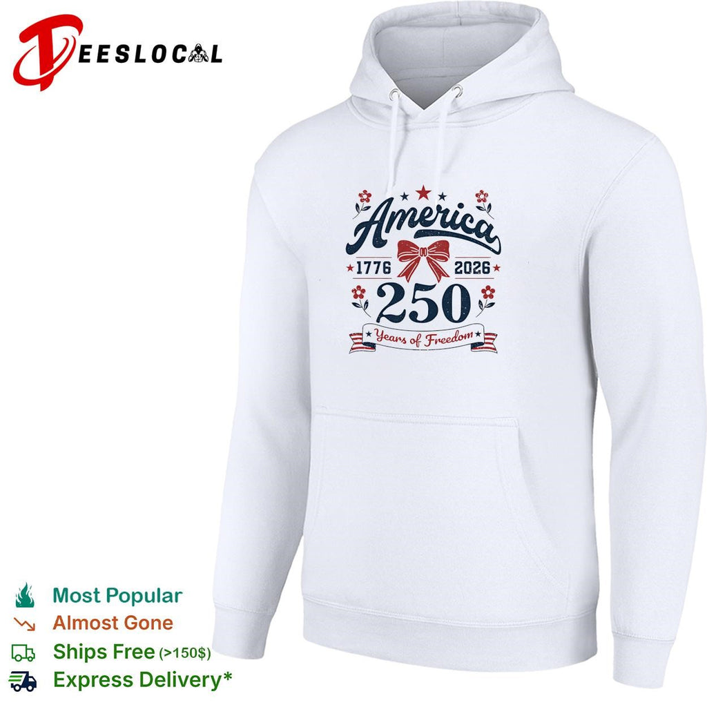America 250 years of freedom 1776 2026 bow ribbon vintage graphic shirt