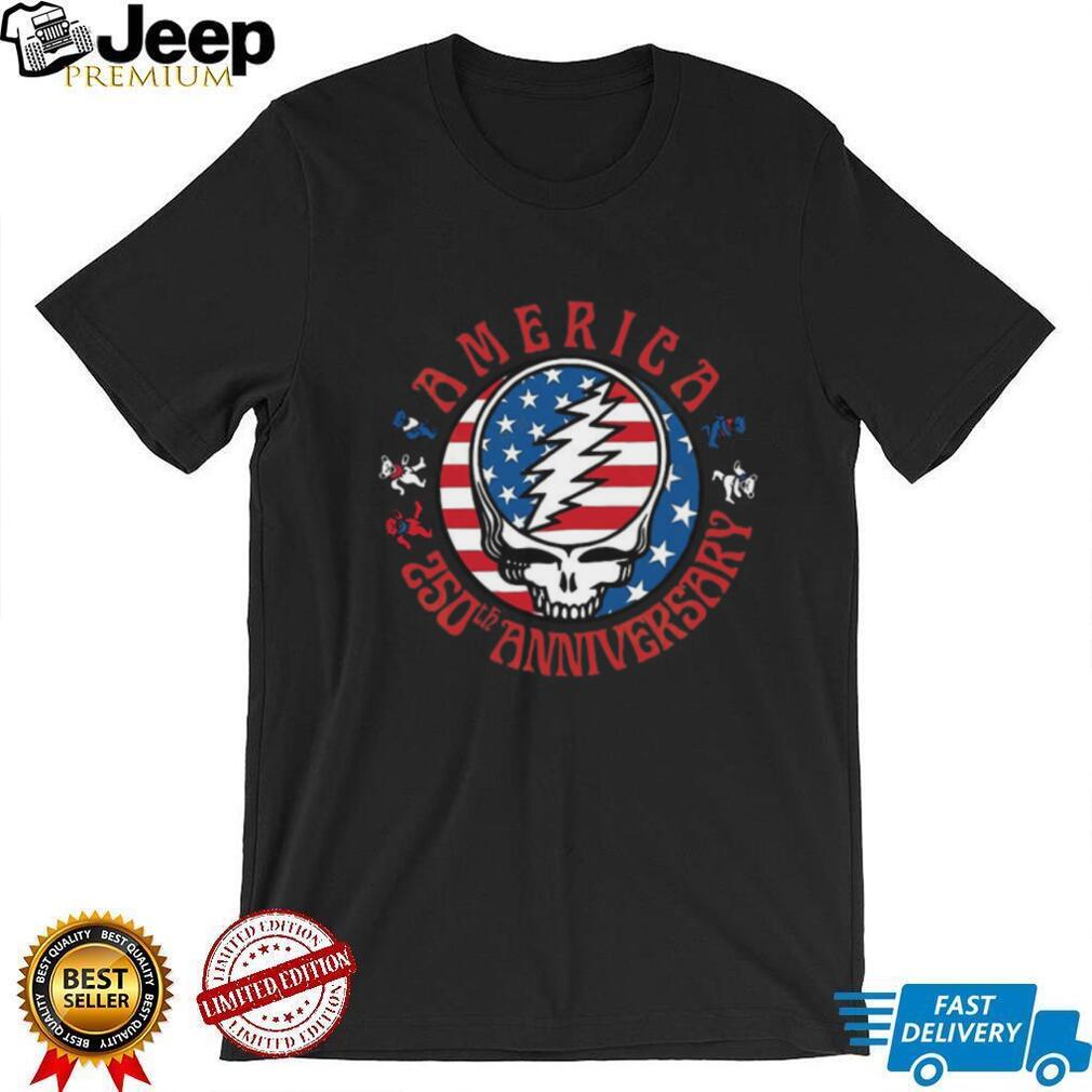 America 250th Anniversary Grateful Dead Steal Your Face Skull T Shirt