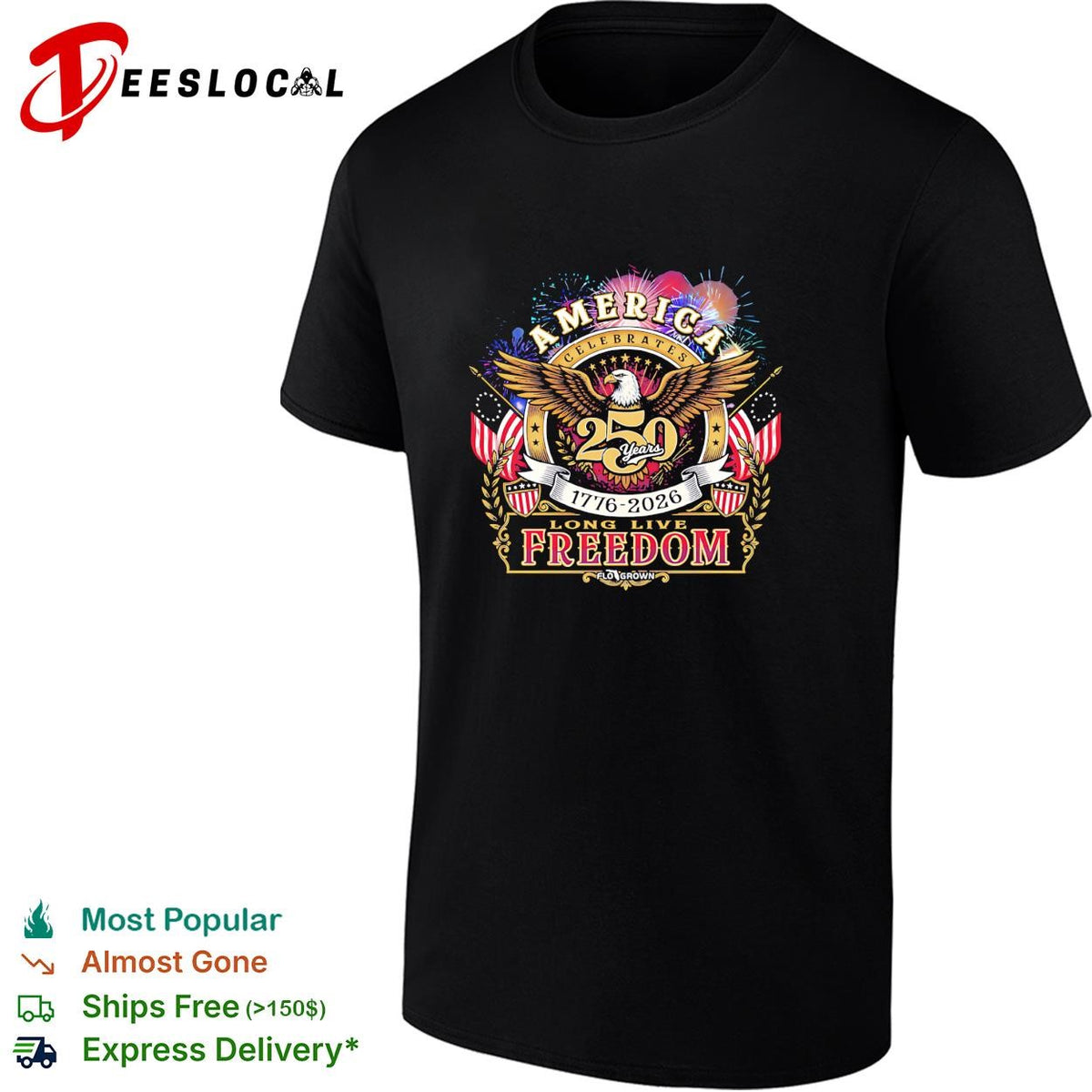 America celebrates 250 years 1776 2026 long live freedom eagle graphic shirt