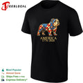 American Bulldog Patriotic Stained Glass Art America 1776 2026 shirt