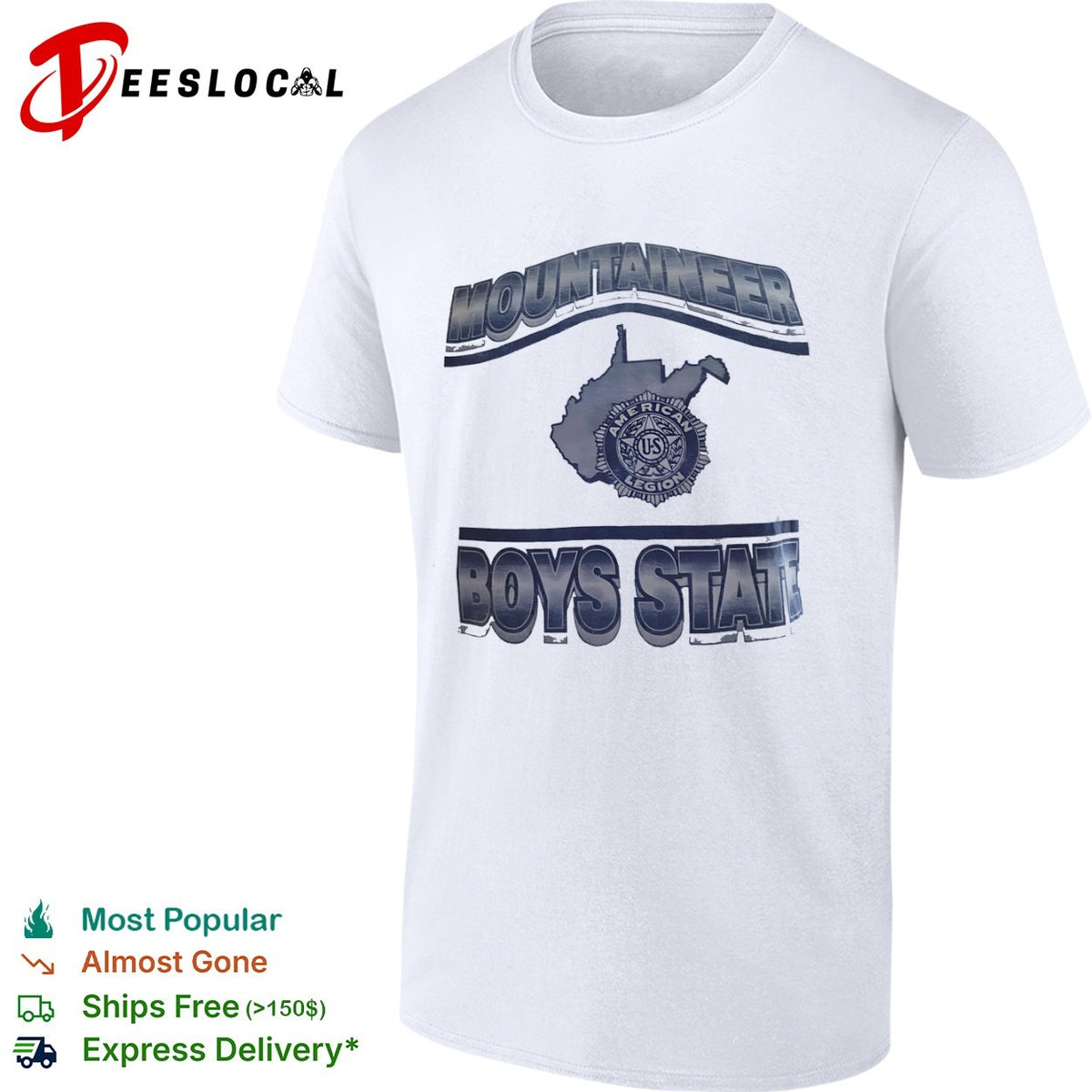 American Legion Mountaineer Boys State state map shirt