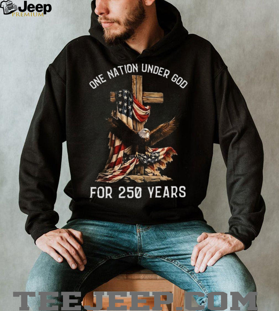 American Patriotic Cross Eagle God 250 Years Freedom T Shirt