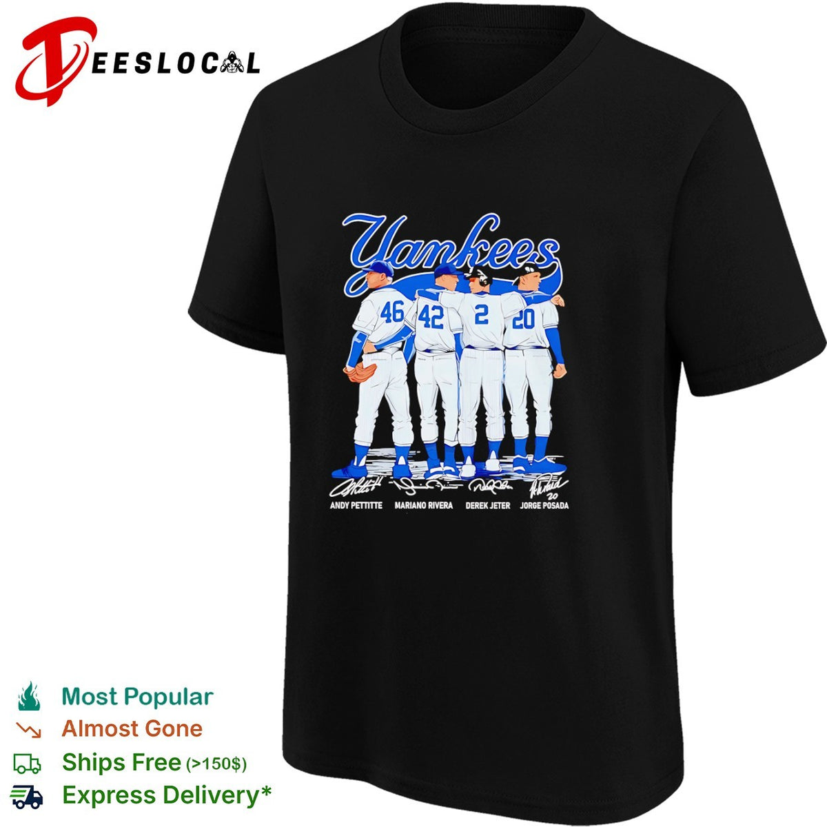 Andy Pettitte Mariano Rivera Derek Jeter Jorge Posada New York Yankees signature shirt