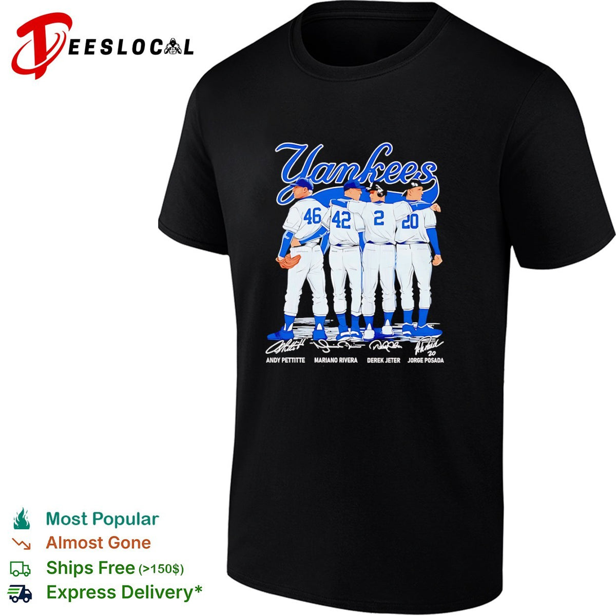Andy Pettitte Mariano Rivera Derek Jeter Jorge Posada New York Yankees signature shirt