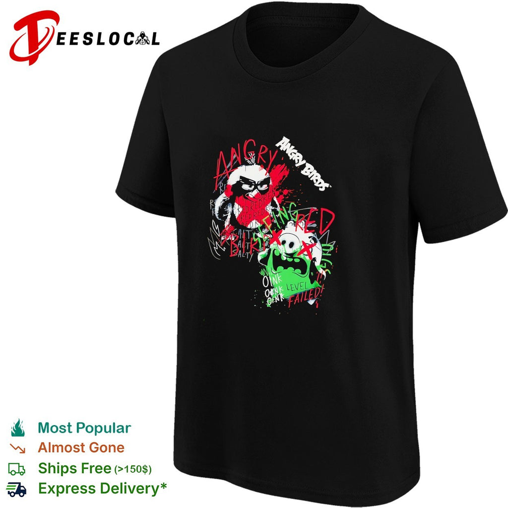 Angry Birds angry red bird and pig oink level failed splatter graphic shirt design